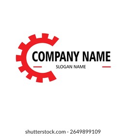 simple logo of initial letter c in red gear shape