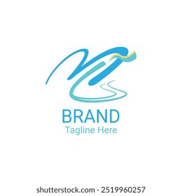 simple logo with the initial letter M in flowing water style