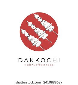 Simple logo Korean Dakkochi Dak-kkochi Chicken Skewer Vector Illustration Logo 