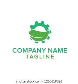 simple logo leaf and gear vector