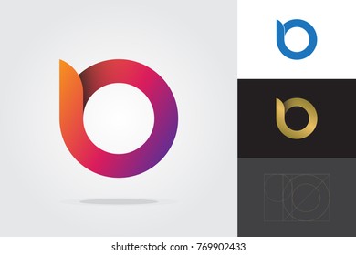 Simple logo of the letter B is colorful with golden ratio design