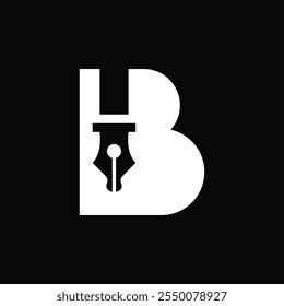 simple logo of letter B with pen