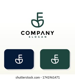 simple logo letter f and leaf