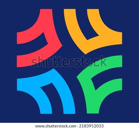 simple logo with letter f in multiple directions