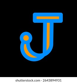 simple logo of letter j with orange and blue color