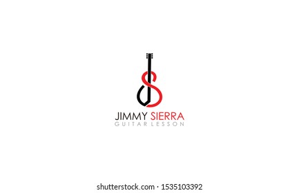  Simple logo letter js form the guitar  vector illustration for graphic and web design. - Vector