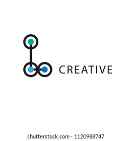 a simple logo of letter L, a combination of lines and circles that connect to each other