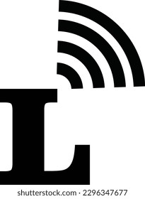 The simple logo of the letter L combined with the Wi-Fi logo on the top right corner is black in color