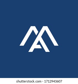 Simple logo letter M and A or MA blue