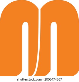 simple logo of letter M with a touch of orange color