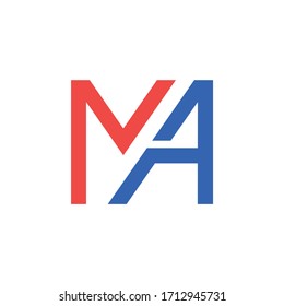 Simple logo letter MA red blue