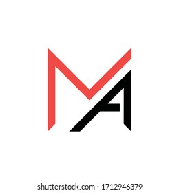 Simple logo letter MA red black