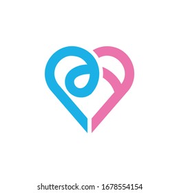 Simple logo letter P and F for social media or dating apps