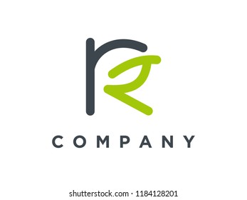 simple logo letter R combine with leaf.