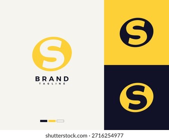 Logotipo simple de la letra S en un óvalo. Logotipo de la S inicial