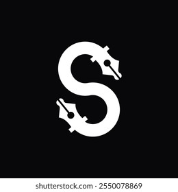 simple logo of letter S with pen