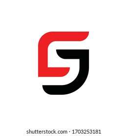 Simple logo letter S Red also initial SJ 