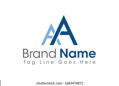 simple logo letter two pieces A are stuck together in a classic blue