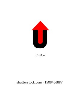 The simple logo from letter U with Bow