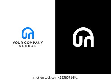 simple logo letter u and n