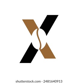 Logo simple de la letra X y granos de café