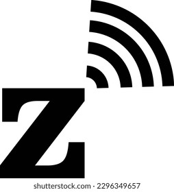 The simple logo of the letter Z combined with the Wi-Fi logo on the top right corner is black in color