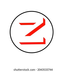 simple logo letter z red shadow in black circle