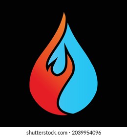 simple logo lettering with water and fire or gas look