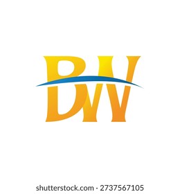 Simple logo of letters b and w elegant blue