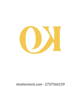 Simple logo of letters o and k in yellow