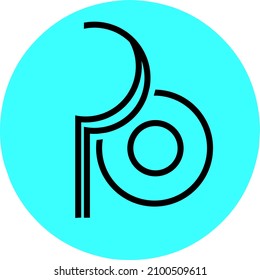 simple logo with letters P and O in a circle. vector.