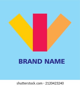 SIMPLE LOGO LETTERS V OR W OF 3 SQUARE, BLUE BACKGROUND