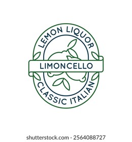 Simple Logo with Limoncello liquor classic Italian icon. Simple Logo with limoncello icon and lemon slice for social media, app, and web design. Vector illustration