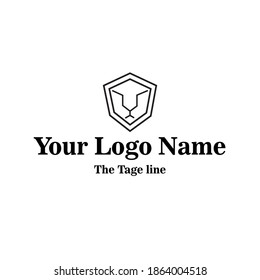 simple logo from lion head and shield can be used for tech company or general company