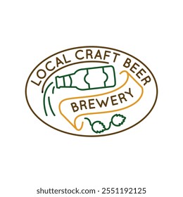 Einfaches Logo mit dem lokalen Craft Beer Brauerei Symbol. Einfaches Badge mit dem Symbol der lokalen Craft Beer Brauerei für Social Media, App und Webdesign. Vektorgrafik