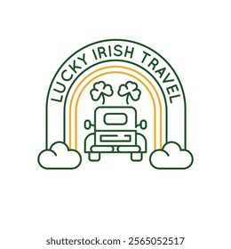 Simple Logo with Lucky Irish travel icon. Simple Logo with a car for social media, app, and web design. Vector illustration