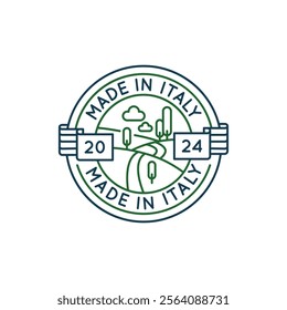 Simple Logo with Made in Italy icon. Simple Logo with the iconic Italian landmark. Ideal for travel, tourism, and historical themes in web and app design. Vector illustration.