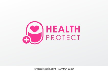 A simple logo for maintaining health is pink with an elegant white background and can be applied to various media, both print media and digital media