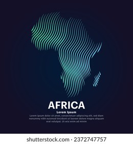 simple logo Map of Africa Illustration in a linear style. Abstract line art Africa map Logotype concept icon. Vector logo Africa color silhouette on a dark background. EPS 10