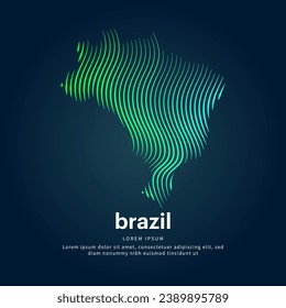 simple mapa de logotipo de brasil Ilustración en un estilo lineal. Resumen de arte de línea brasil mapa Icono de concepto de Logotipo. Silueta de color brasil con el logotipo vector en un fondo oscuro. EPS 10