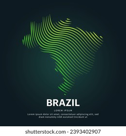 simple mapa de logotipo de brasil Ilustración en un estilo lineal. Resumen de arte de línea brasil mapa Icono de concepto de Logotipo. Logo del vector Brasil mapea la silueta de color sobre un fondo oscuro. EPS 10