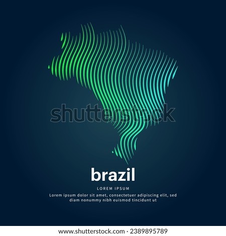 simple logo map of brazil Illustration in a linear style. Abstract line art brazil map Logotype concept icon. Vector logo brazil color silhouette on a dark background. EPS 10