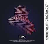 simple logo map of Iraq Illustration in a linear style. Abstract line art Iraq map Logotype concept icon. Vector logo Iraq map color silhouette on a dark background. EPS 10