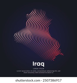 simple logo map of Iraq Illustration in a linear style. Abstract line art Iraq map Logotype concept icon. Vector logo Iraq map color silhouette on a dark background. EPS 10