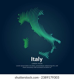 simple logo map of Italy Illustration in a linear style. Abstract line art Italy map Logotype concept icon. Vector logo Italy color silhouette on a dark background. EPS 10