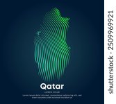 simple logo map of Qatar Illustration in a linear style. Abstract line art Qatar map Logotype concept icon. Vector logo Qatar color silhouette on a dark background. EPS 10