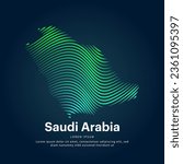 simple logo map of Saudi Arabia Illustration in a linear style. Abstract line art Saudi Arabia map Logotype concept icon. Vector logo Saudi Arabia color silhouette on a dark background. EPS 10