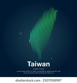 simple logo map of Taiwan Illustration in a linear style. Abstract line art Taiwan map Logotype concept icon. Vector logo Taiwanese map color silhouette on a dark background. EPS 10