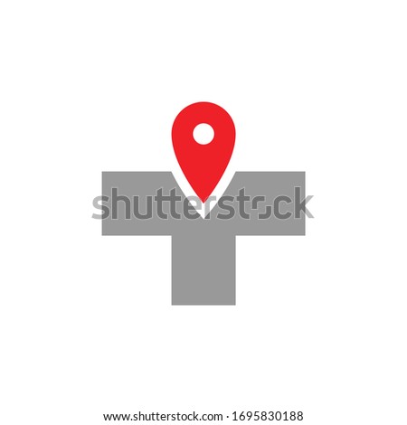 Simple logo medical map check poin pin symbol