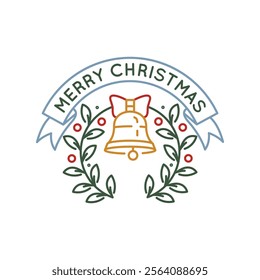 Simple Logo with Merry Christmas Bell icon. Simple Logo with happy holiday bell icon for social media, app, and web design. Vector illustration